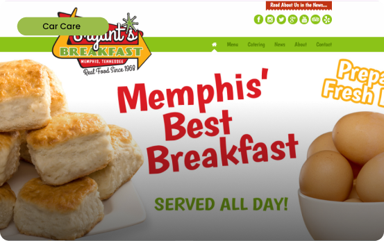 Website banner for a breakfast restaurant